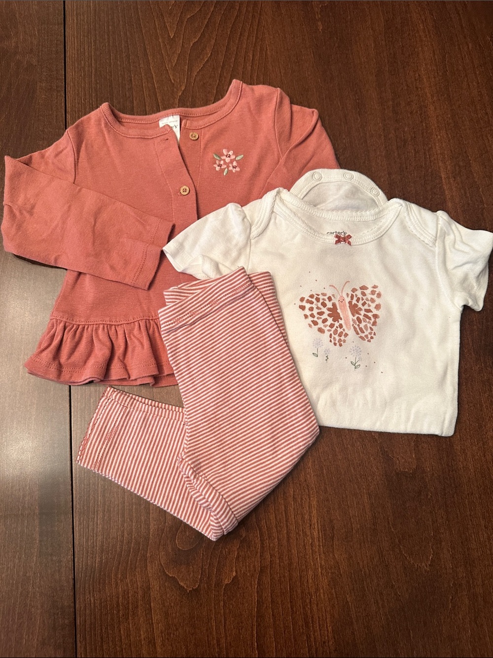 Carter’s Baby Girl Fall Clothes Set - Navy, Pink, Rose - Picture 5 of 10